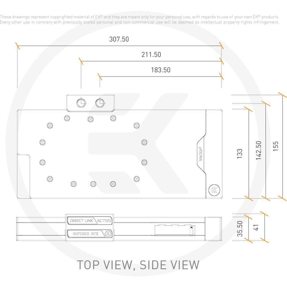 Водоблок для видеокарты EKWB EK-Quantum Vector2 Strix RTX 3080/90 ABP Set D-RGB - Nickel + Plexi (3831109891339) - фото 3