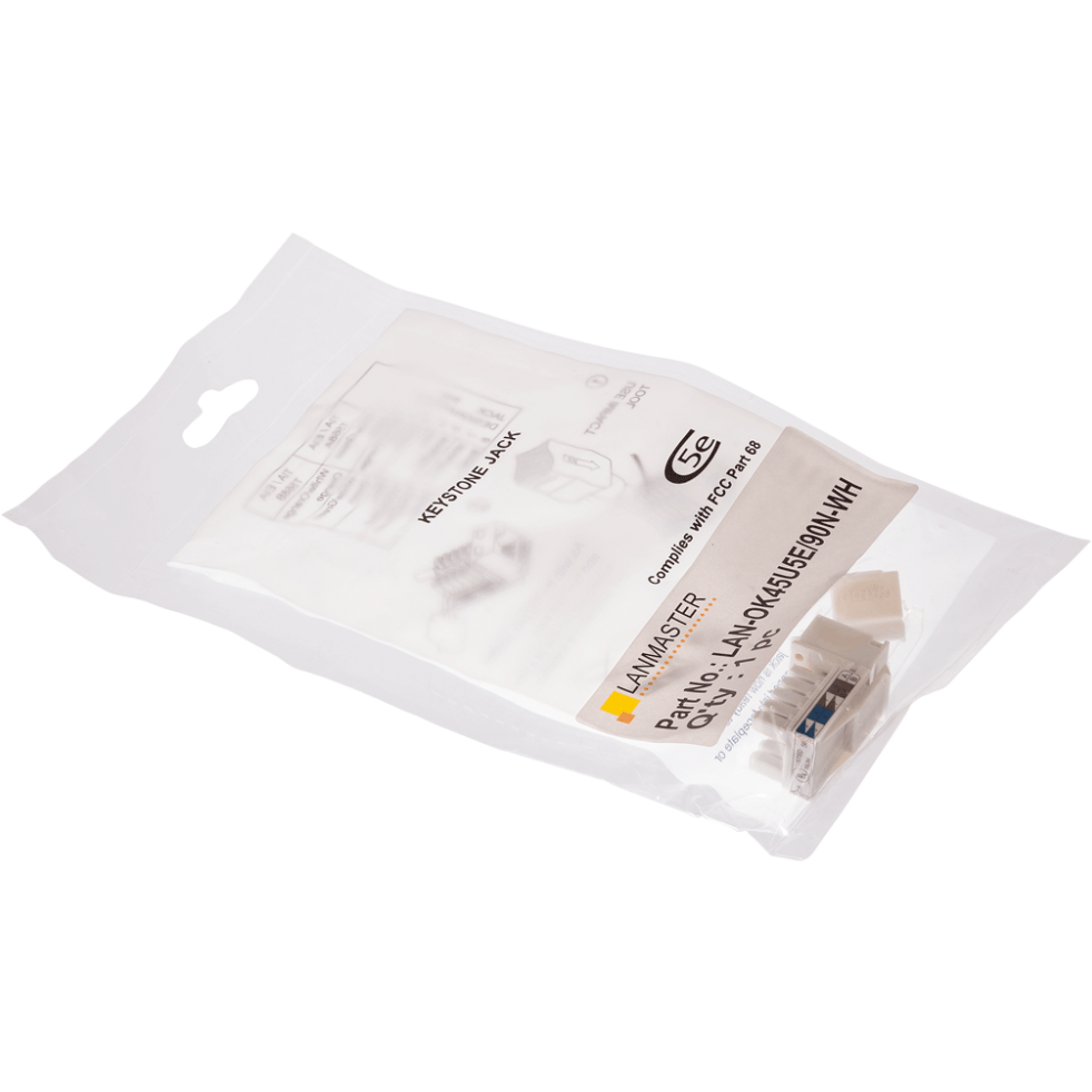 Вставка RJ-45 Lanmaster LAN-OK45U5E/90N-WH - фото 3