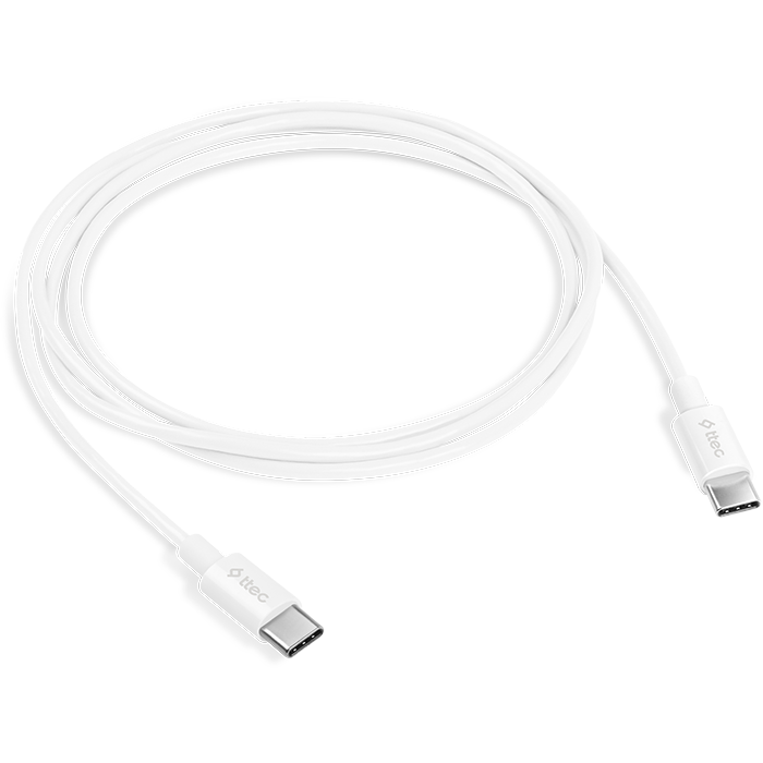 Кабель USB Type-C - USB Type-C, 1.2м, ttec 2DK36B White - фото 2