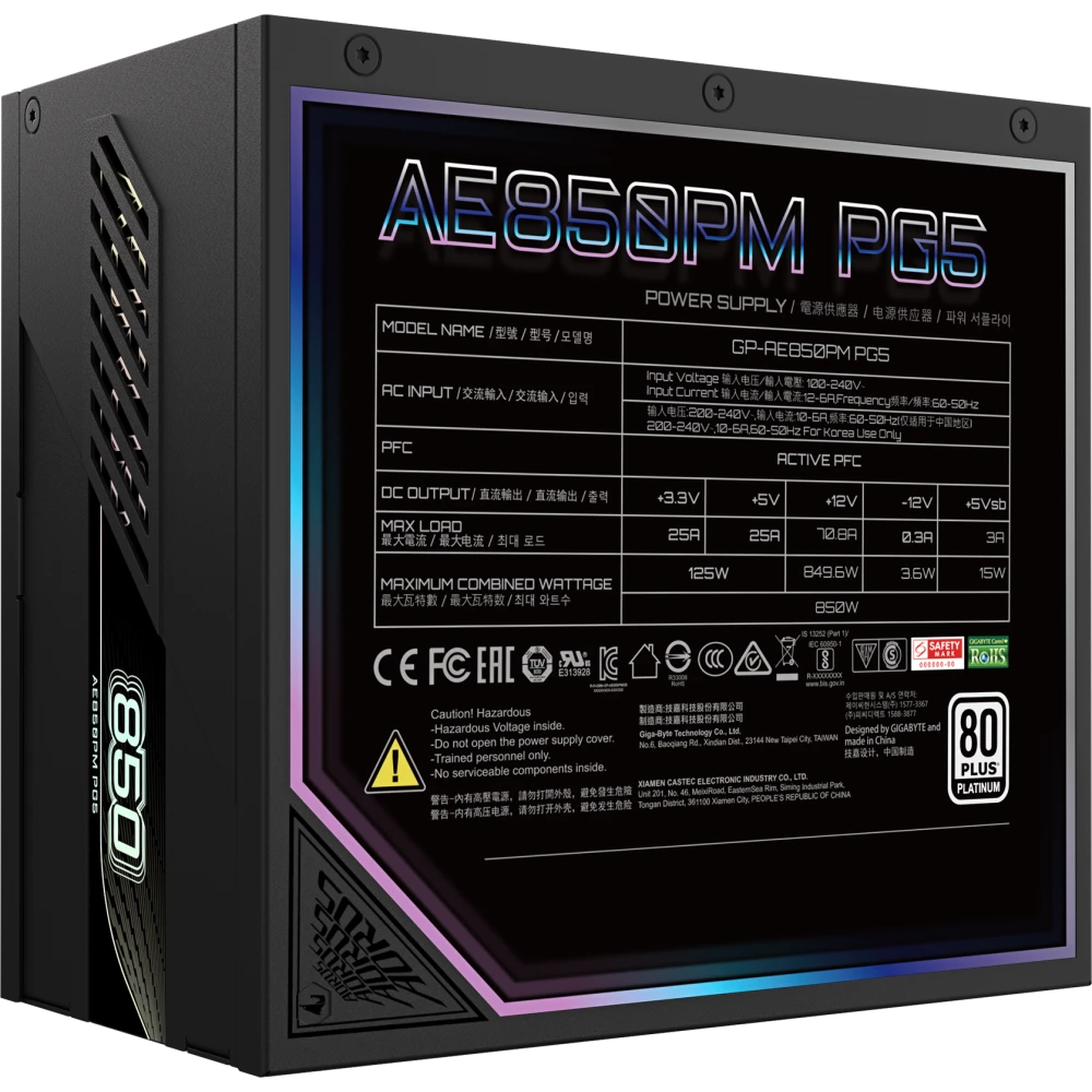 Блок питания 850W Gigabyte AORUS GP-AE850PM PG5 - фото 2