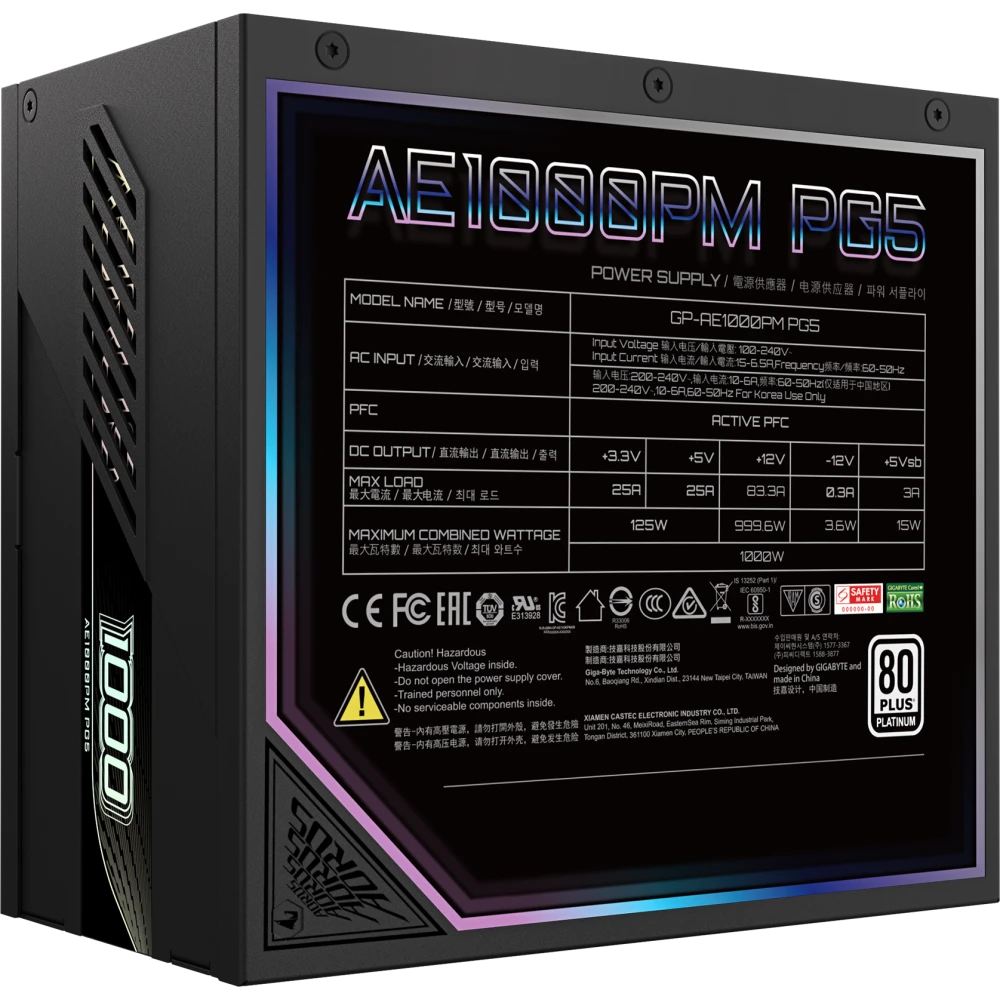 Блок питания 1000W Gigabyte AORUS GP-AE1000PM PG5 - фото 2