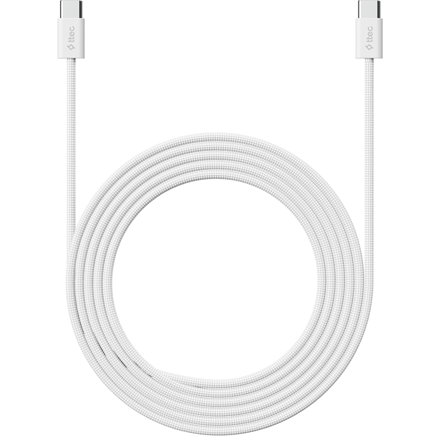 Кабель USB Type-C - USB Type-C, 1м, ttec 2DK54B White - фото 2