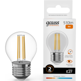 Филаментная лампочка Gauss Filament Elementary 2700K (8 Вт, E27) 10 шт. (52218)