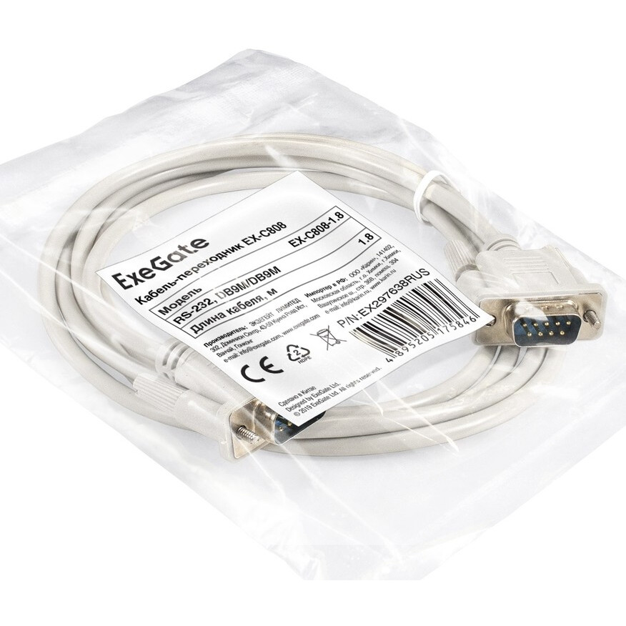 Кабель COM (M) - COM (M), 1.8м, ExeGate EX-C808-1.8 - EX297638RUS - фото 2