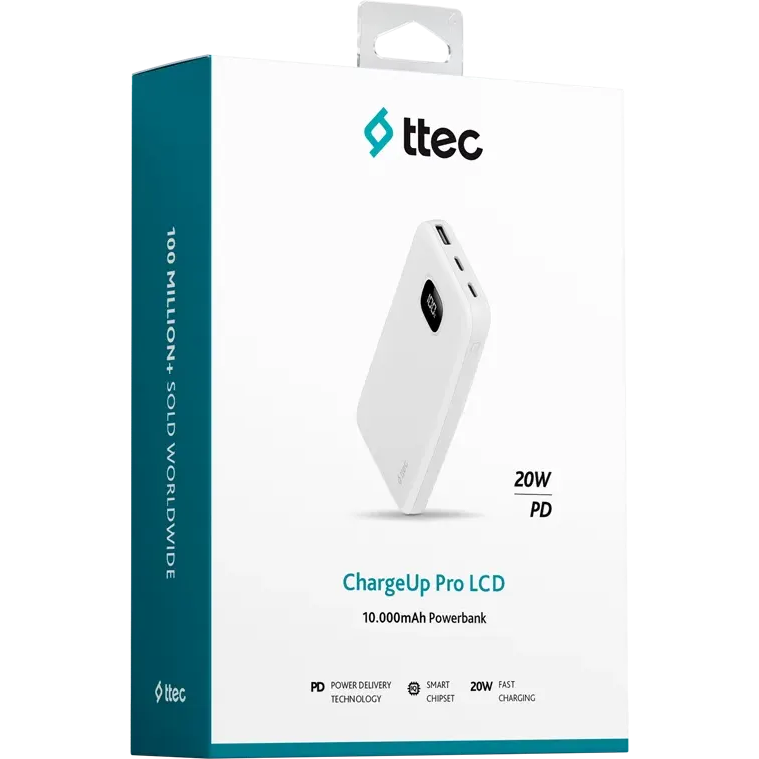 Внешний аккумулятор ttec ChargeUp Pro LCD 10.000 White - 2BB209B - фото 6