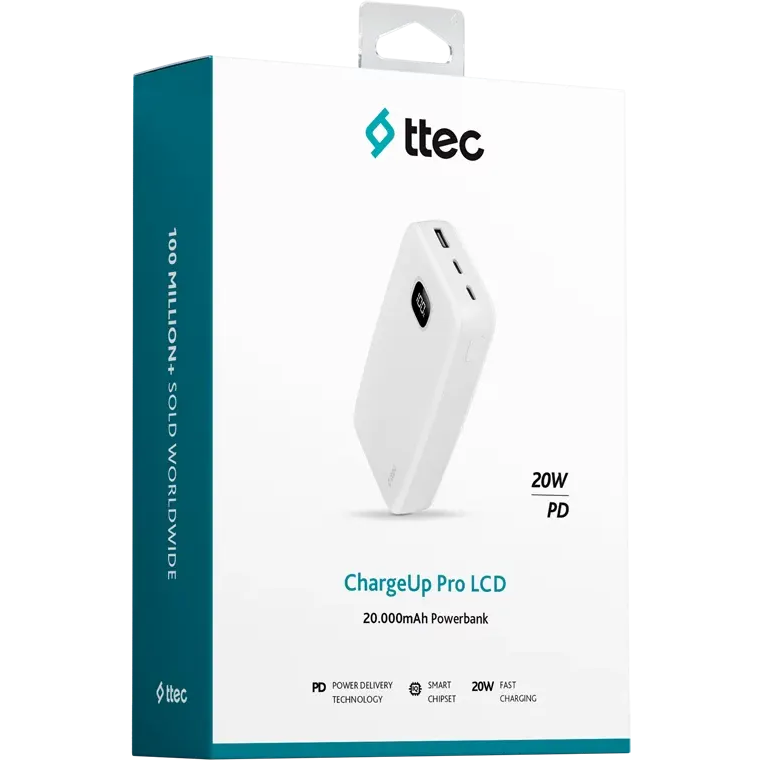 Внешний аккумулятор ttec ChargeUp Pro LCD 20.000 White - 2BB213B - фото 6