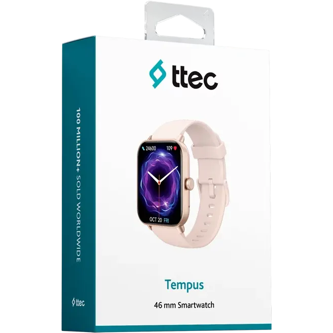Умные часы ttec Tempus 46mm Rectangular Casing Rose Gold - 2SW01RA - фото 8