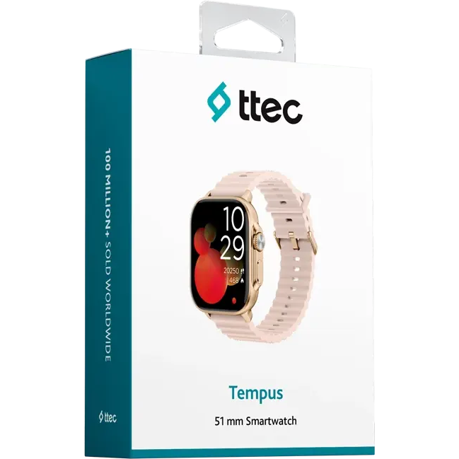 Умные часы ttec Tempus 51mm Rectangular Metal Casing Rose Gold - 2SW03RA - фото 8