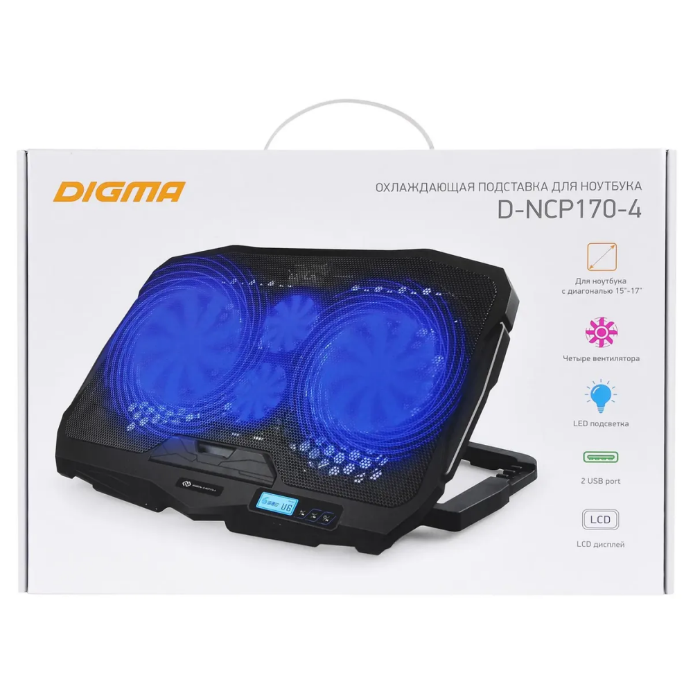 Охлаждающая подставка для ноутбука Digma D-NCP170-4 - фото 8