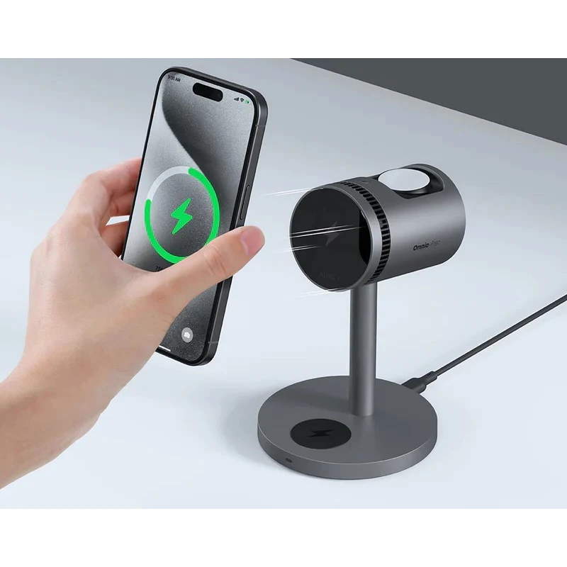 Беспроводное зарядное устройство Aukey 3in1 Cooler Qi2 - AMC-LC-MC311A - фото 2