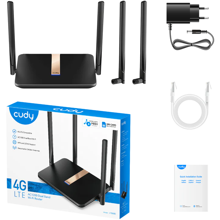 Wi-Fi маршрутизатор (роутер) Cudy LT500D Black - фото 5