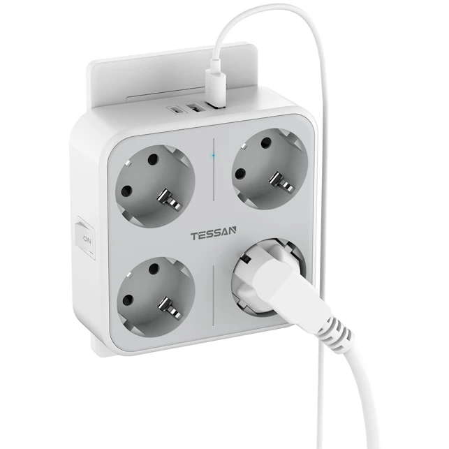 Сетевой фильтр Tessan TS-302-DE-C Grey - фото 2