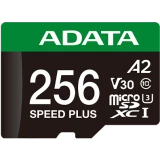 Карта памяти 256Gb MicroSD ADATA SPEED PLUS + SD адаптер (UD256GUI3V30A2SP-RA1)