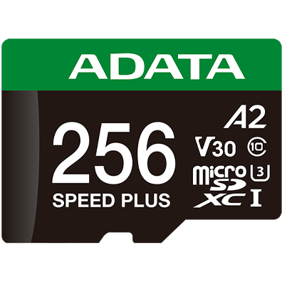 Карта памяти 256Gb MicroSD ADATA SPEED PLUS + SD адаптер (UD256GUI3V30A2SP-RA1)
