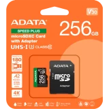 Карта памяти 256Gb MicroSD ADATA SPEED PLUS + SD адаптер (UD256GUI3V30A2SP-RA1)