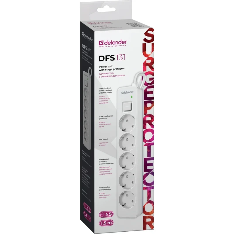 Сетевой фильтр Defender DFS-133 White - 99431 - фото 5