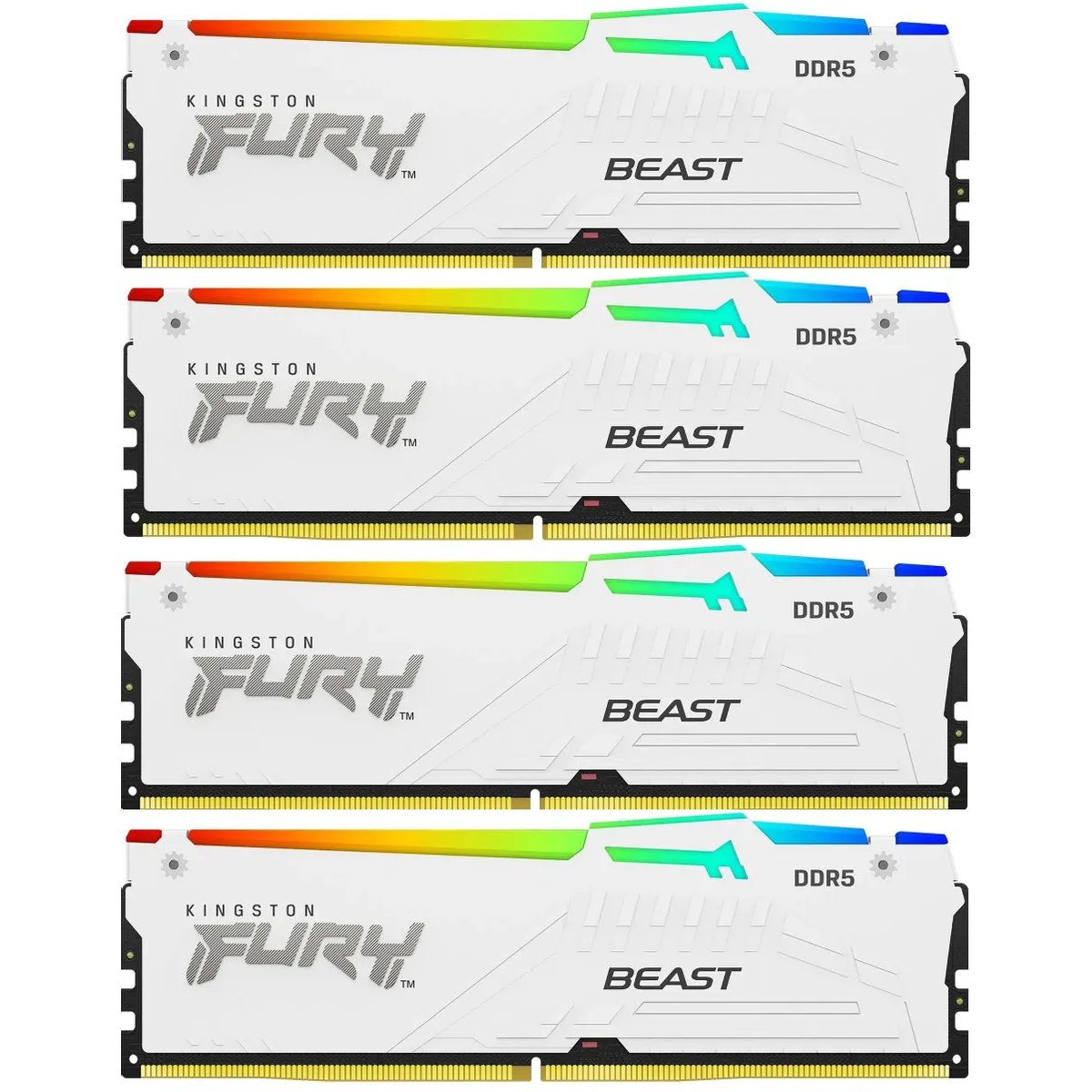 Оперативная память 64Gb DDR5 5200MHz Kingston Fury Beast White RGB (KF552C40BWAK4-64) (4x16Gb KIT)