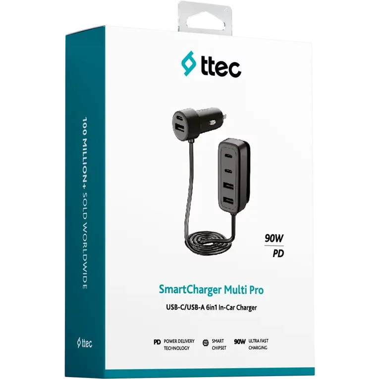 Автомобильное зарядное устройство ttec SmartCharger 6-in-1 Black - 2CKP06S - фото 5