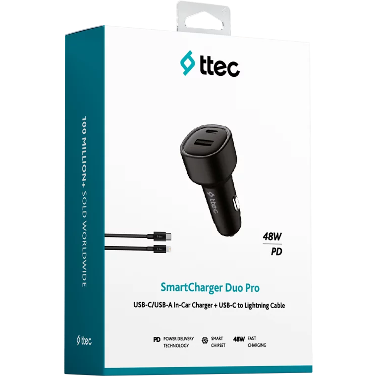 Автомобильное зарядное устройство ttec SmartCharger Duo PD 48W Black (2CKP02LS) - фото 4