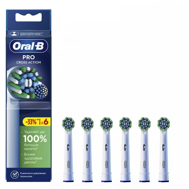 Насадка для зубной щётки Oral-B EB50RX-6 Pro Cross Action White, 6 шт. - фото 2