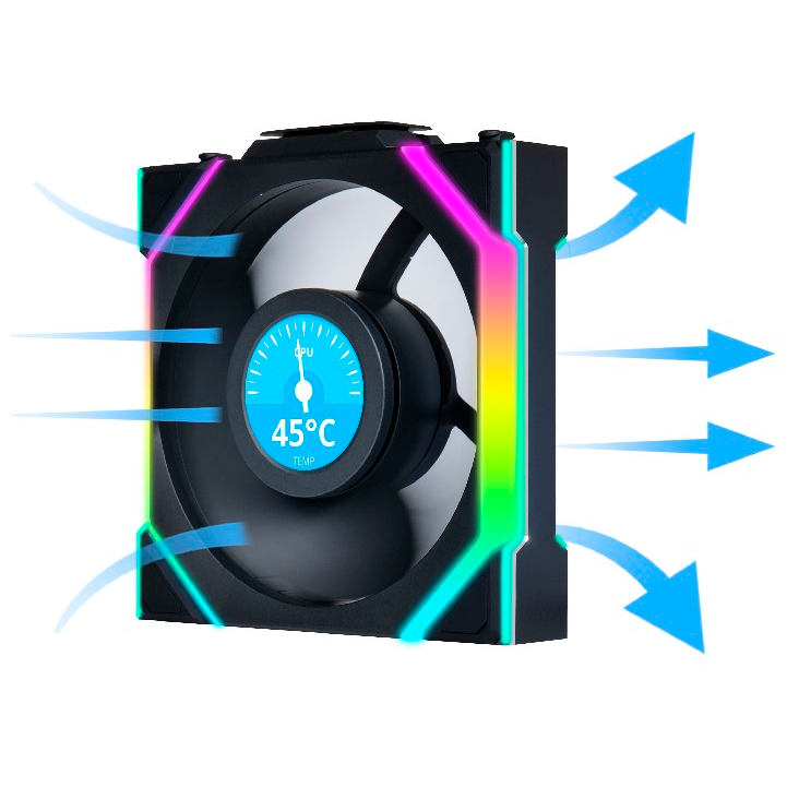 Вентилятор для корпуса Lian Li UNI Fan SL Wireless LCD 120 Black - G99.12SLLCD1W1B.R0 - фото 6