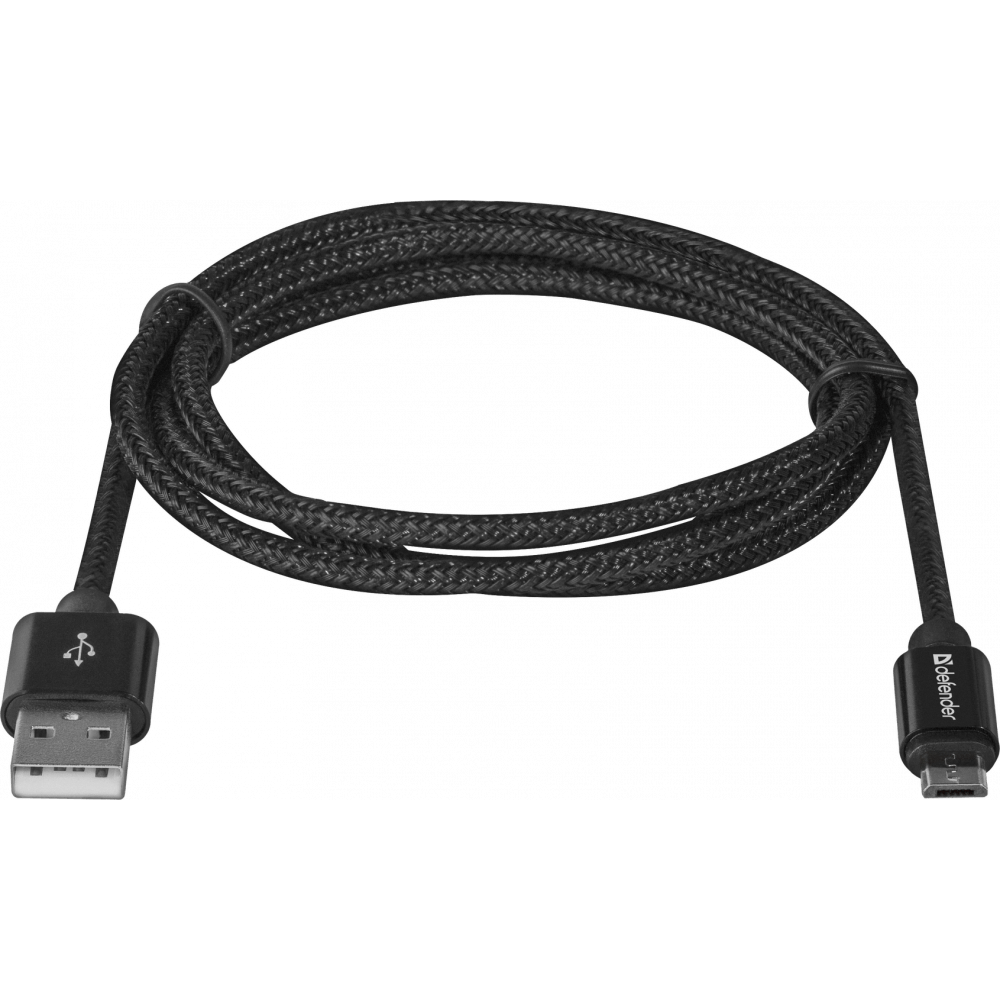 Кабель USB A (M) - microUSB B (M), 1м, Defender USB08-03T Black - 87802 - фото 2