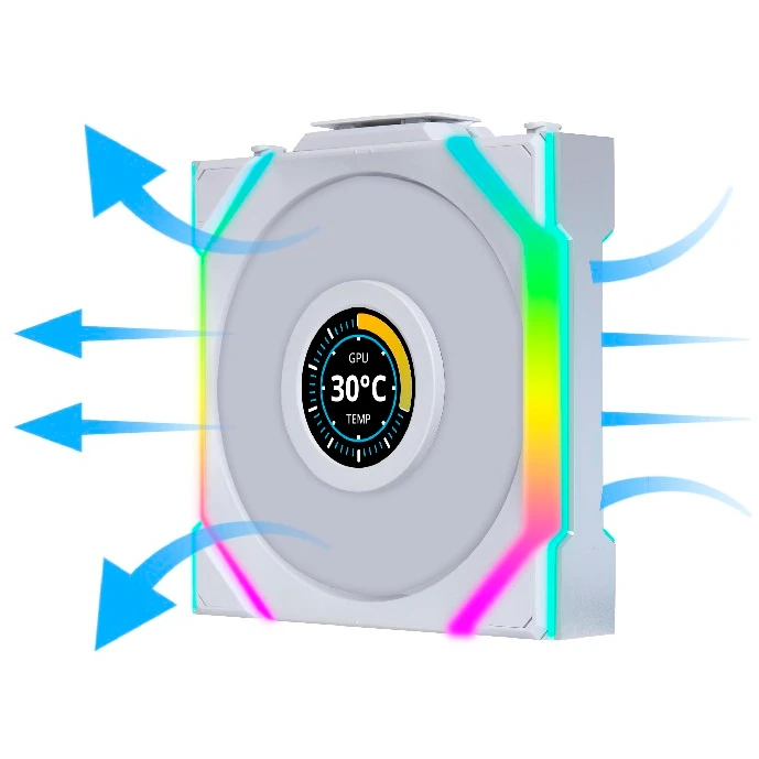 Вентилятор для корпуса Lian Li UNI Fan SL Wireless LCD 120 Reverse Blade White - G99.12RSLLCD1W1W.R0 - фото 6