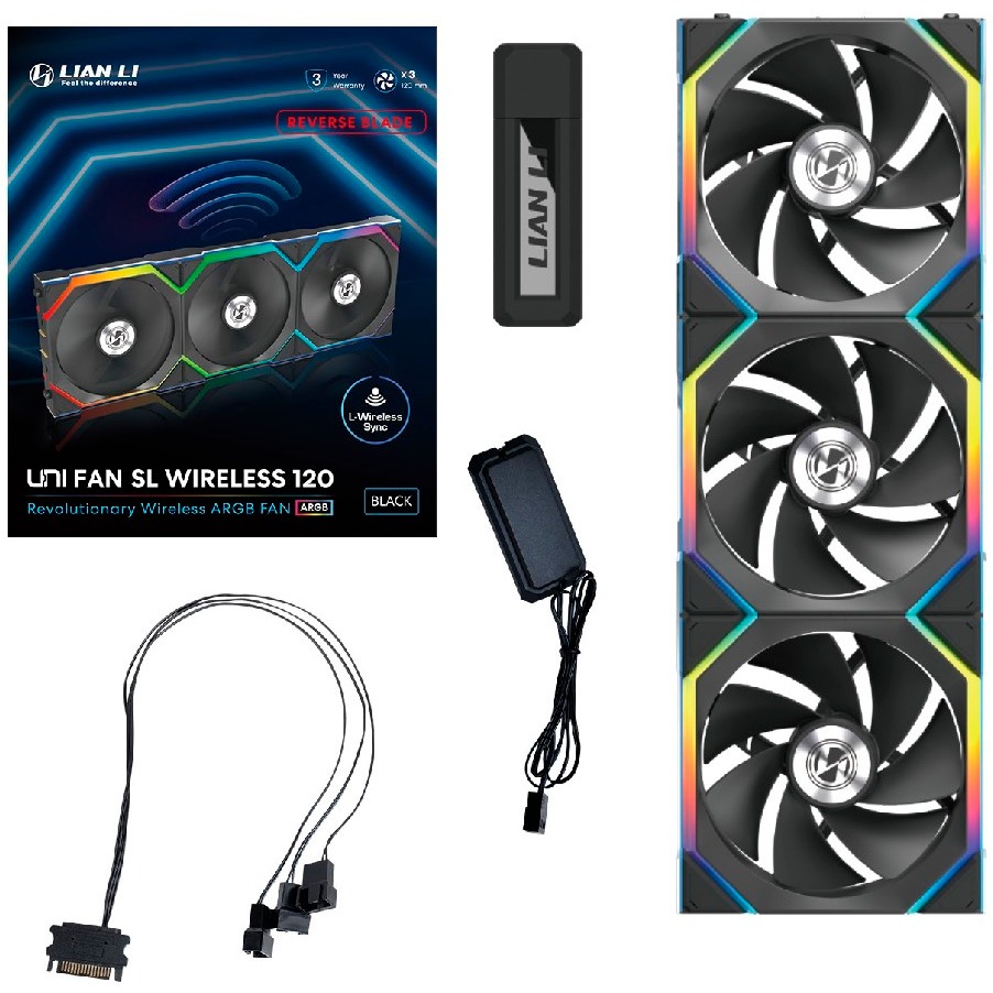 Вентилятор для корпуса Lian Li UNI Fan SL Wireless 120 Reverse Blade Black (3 шт.) - G99.12RSL1W3B.R0 - фото 10