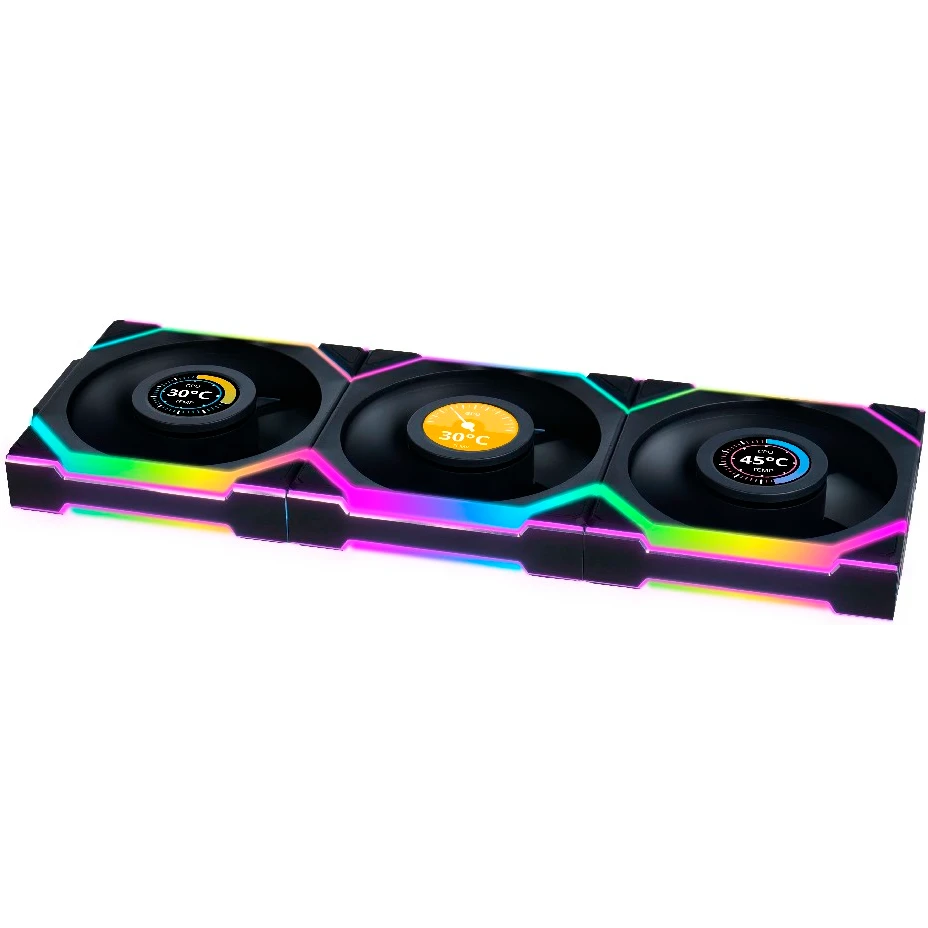 Вентилятор для корпуса Lian Li UNI Fan SL Wireless LCD 120 Black (3 шт.) - G99.12SLLCD1W3B.R0 - фото 2