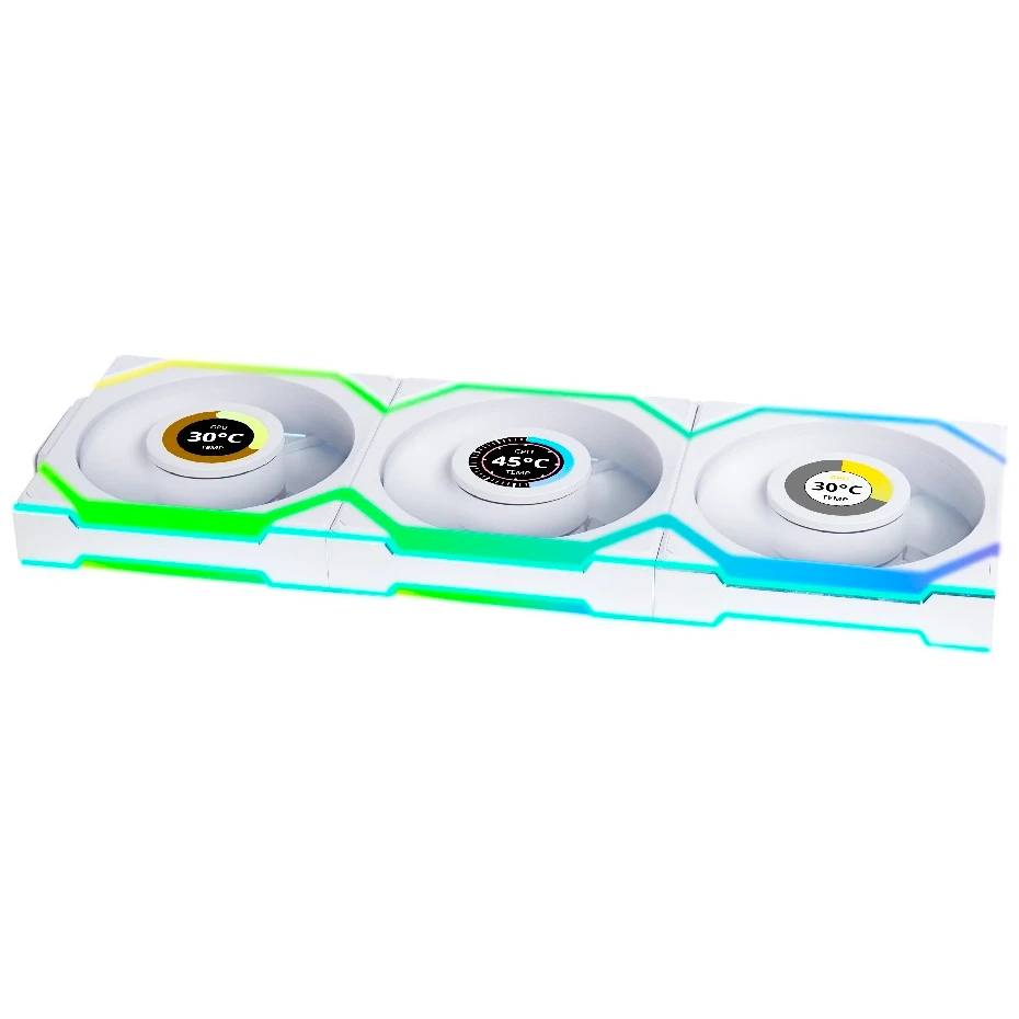 Вентилятор для корпуса Lian Li UNI Fan SL Wireless LCD 120 White (3 шт.) - G99.12SLLCD1W3W.R0 - фото 2