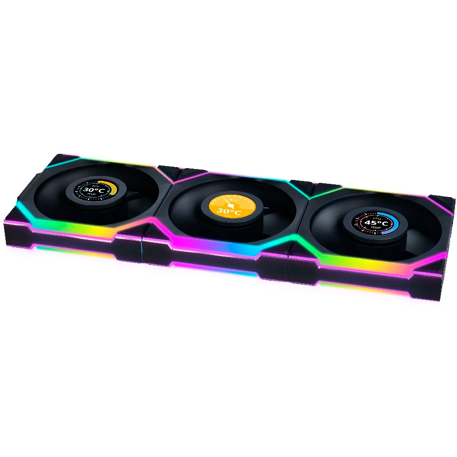 Вентилятор для корпуса Lian Li UNI Fan SL Wireless LCD 120 Reverse Blade Black (3 шт.) - G99.12RSLLCD1W3B.R0 - фото 2