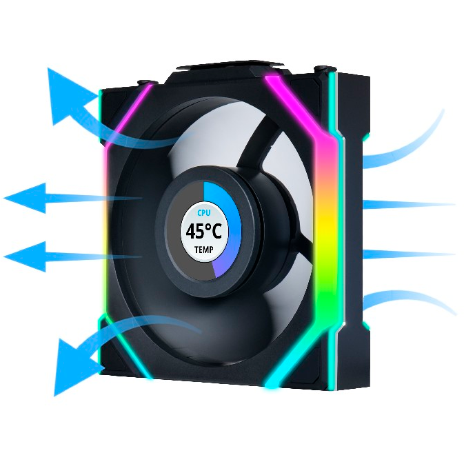 Вентилятор для корпуса Lian Li UNI Fan SL Wireless LCD 120 Reverse Blade Black (3 шт.) - G99.12RSLLCD1W3B.R0 - фото 9