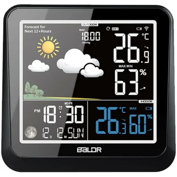 Метеостанция BALDR B0336WST2H2P Black - фото 2