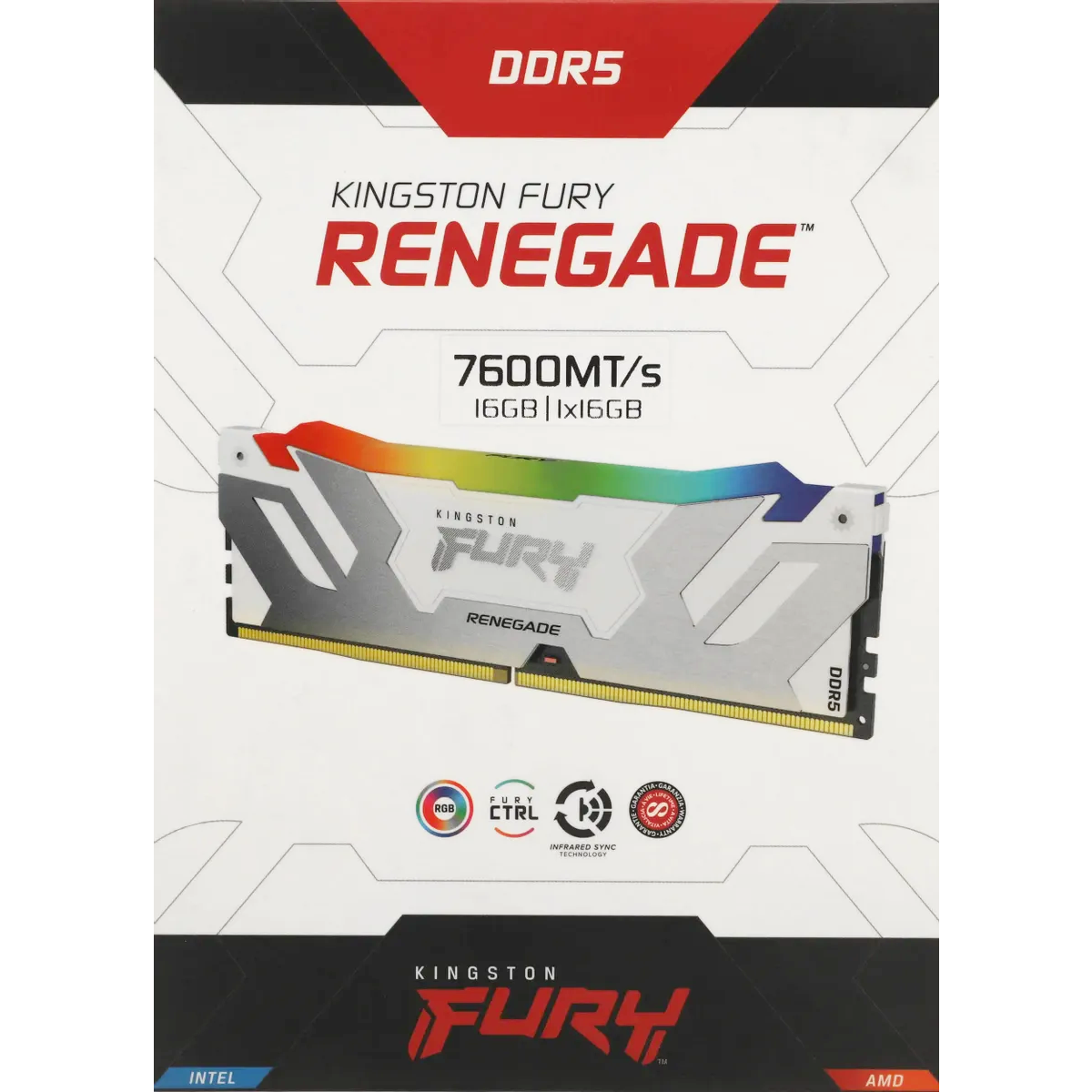 Оперативная память 16Gb DDR5 7600MHz Kingston Fury Renegade White (KF576C38RWA-16) - фото 3