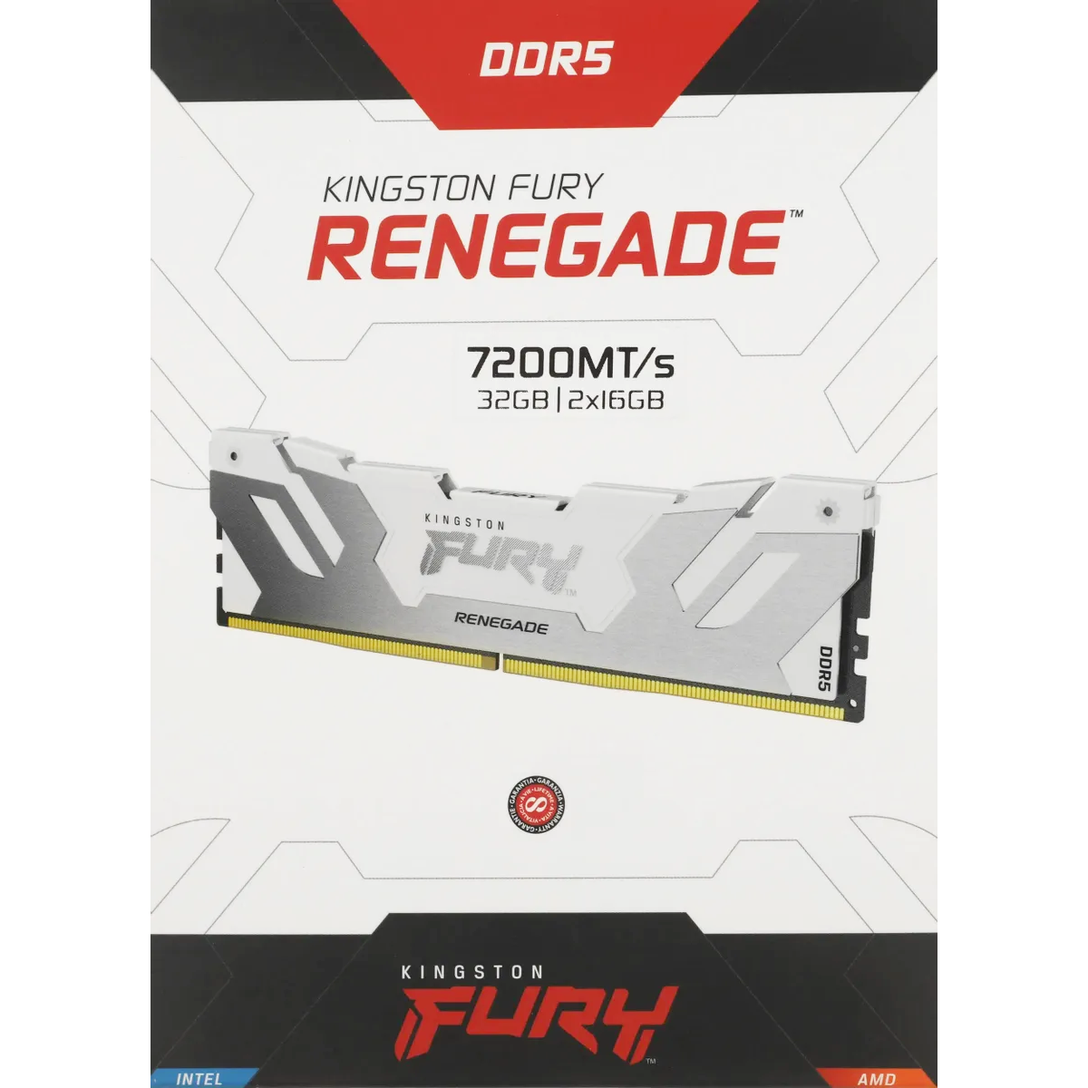 Оперативная память 32Gb DDR5 7200MHz Kingston Fury Renegade White (KF572C38RWK2-32) (2x16Gb KIT) - фото 3