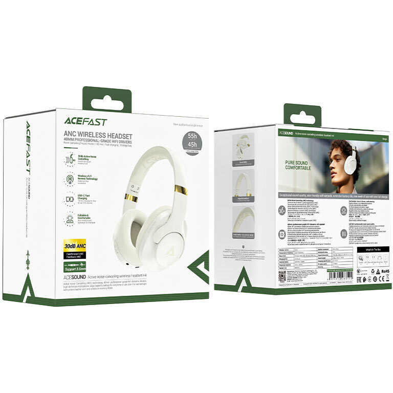 Наушники ACEFAST H4 Active Noise Beige - AF-H4-Beige - фото 3