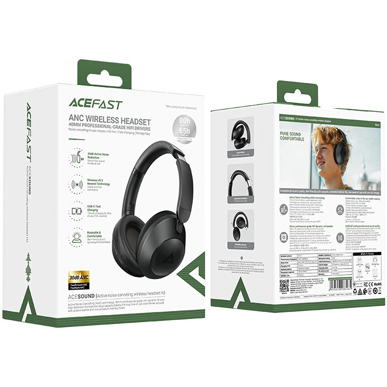 Наушники ACEFAST H3 Active Noise Black - AF-H3-BK - фото 5