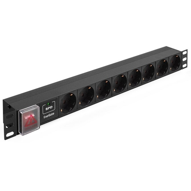 Блок розеток ExeGate PDU-19H807 Al-8S-EU2-SW-SPD1