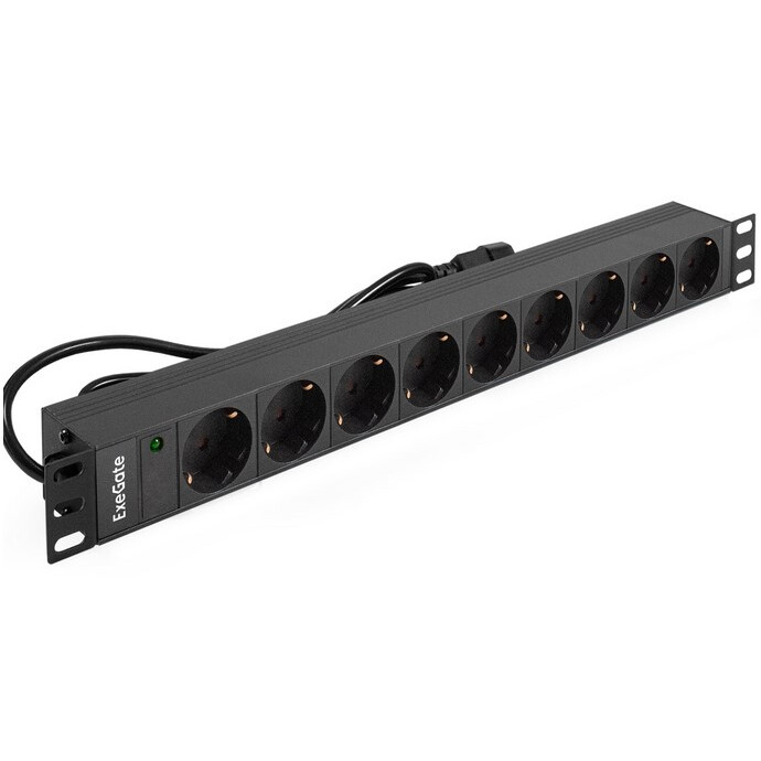Блок розеток ExeGate PDU-19H906 Al-9S-C14-2.5 - EX280852RUS