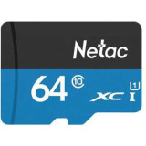 Карта памяти 64Gb MicroSD Netac P500 + SD адаптер (NT02P500STN-064G-R)