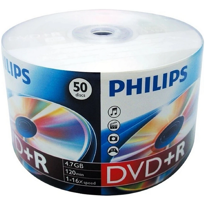 Диск DVD+R Philips 4.7GB 16x Bulk (50 шт.) (DR416U50F/97)