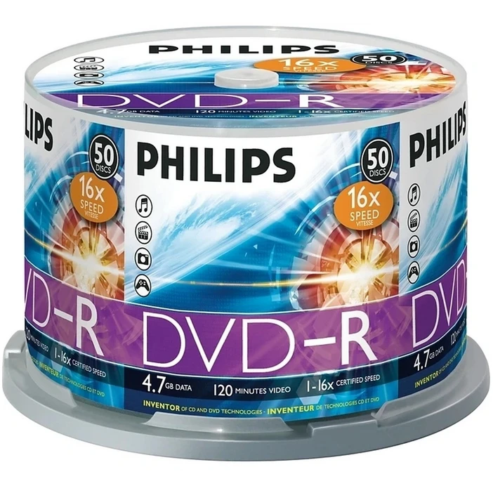 Диск DVD-R Philips 4.7Gb 16x Cake Box (50 шт.) (DM4S6B50F/97)