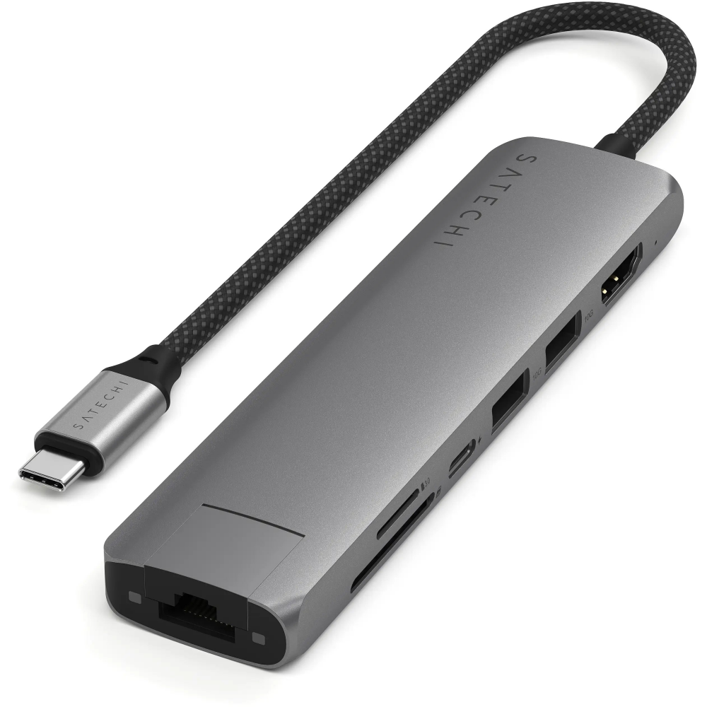 Док-станция Satechi 7-in-1 USB-C Slim Multiport Adapter with Ethernet Space Gray