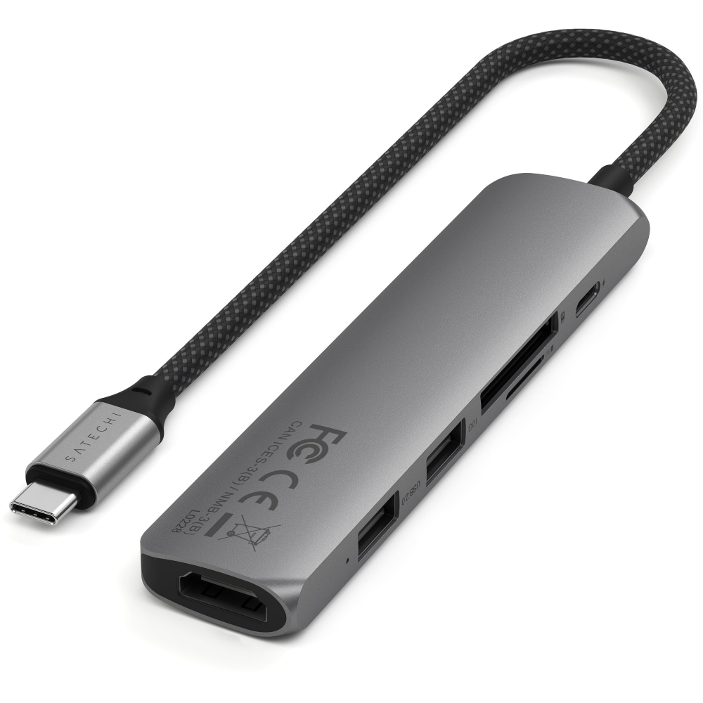 Док-станция Satechi 6-in-1 USB-C Slim Multiport Adapter Space Grey - ST-P6SM - фото 3