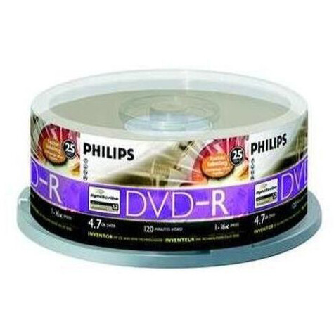 Диск DVD-R Philips 4.7GB 4x Cake Box (25 шт.)
