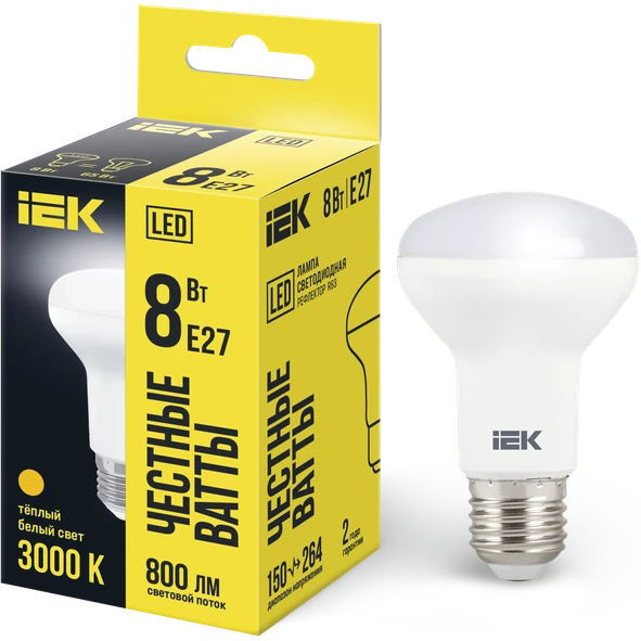 Светодиодная лампочка IEK LLE-R63-8-230-30-E27 - фото 2