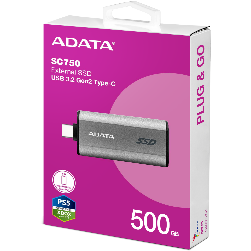 Внешний накопитель SSD 500Gb ADATA SC750 Grey (SC750-500G-CCBK) - фото 7