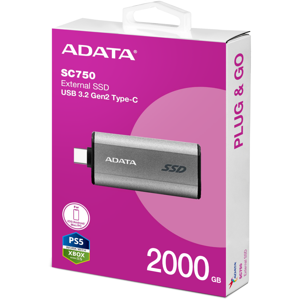 Внешний накопитель SSD 2Tb ADATA SC750 Grey (SC750-2000G-CCBK) - фото 7