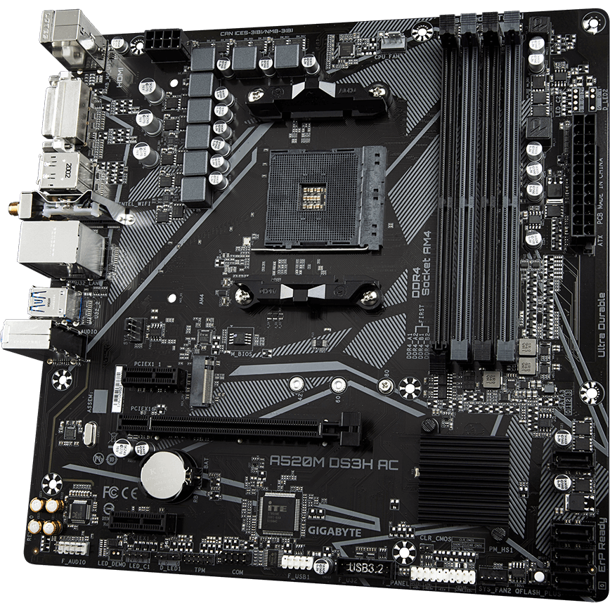 Материнская плата Gigabyte A520M DS3H AC - фото 3