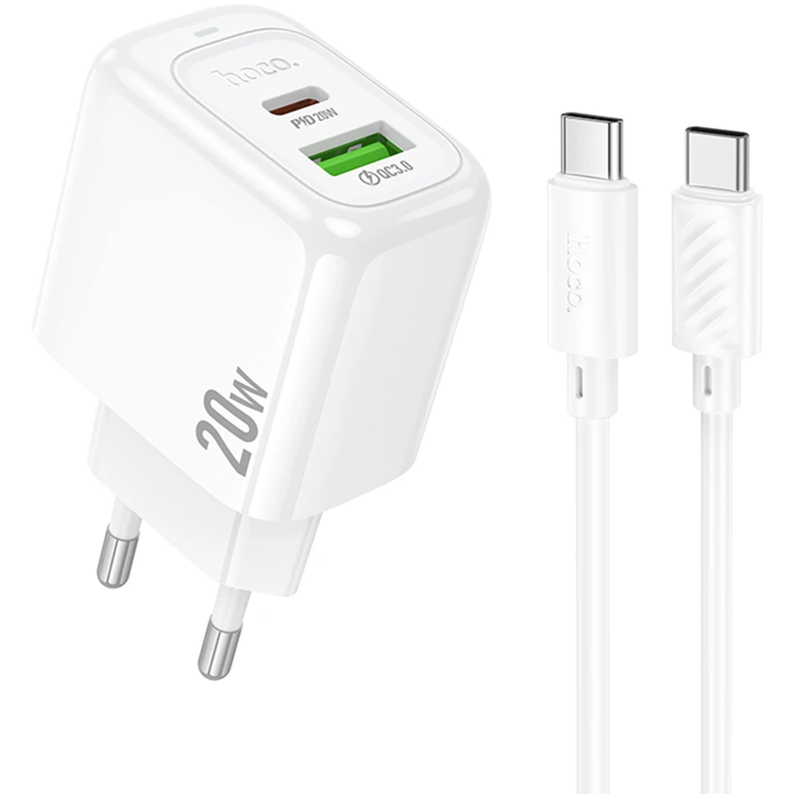 Сетевое зарядное устройство HOCO CS54A White + USB-C - USB-C Cable - 6942007631532